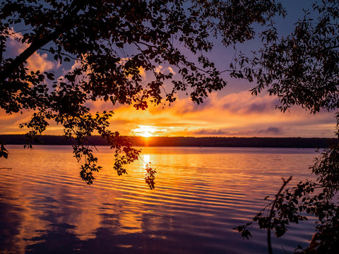 Golden Sunset Over Lake
